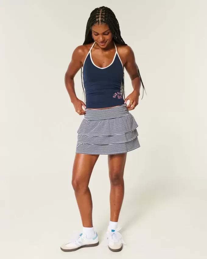 Mini gonna-pantalone in maglia con volant Mini gonna-pantalone in maglia con volant