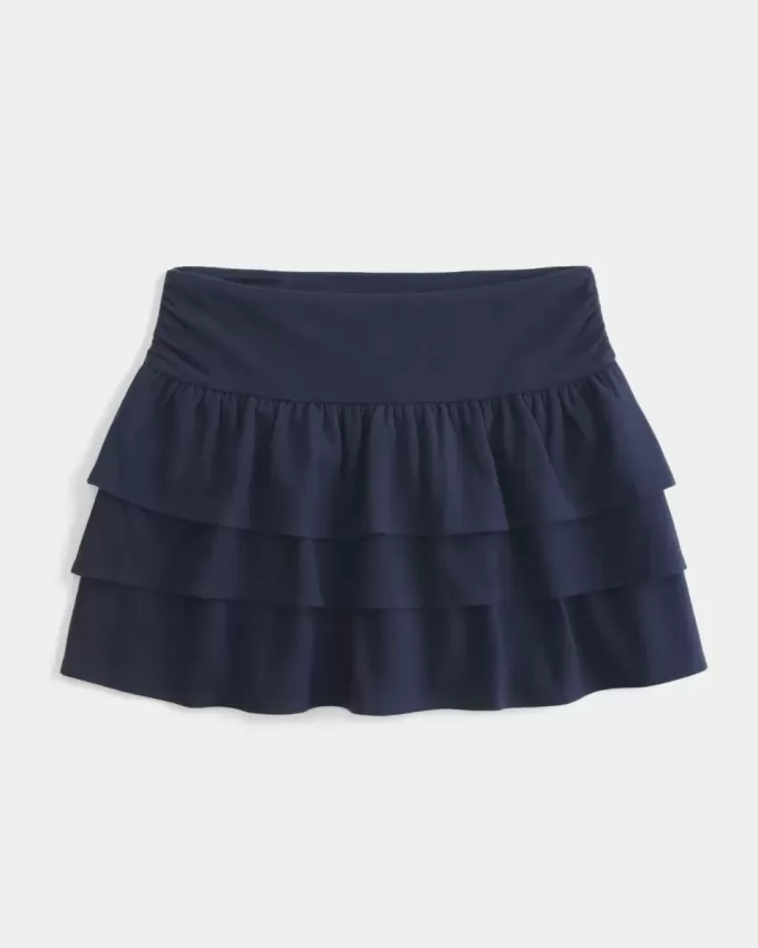 Mini gonna-pantalone in maglia con volant Mini gonna-pantalone in maglia con volant