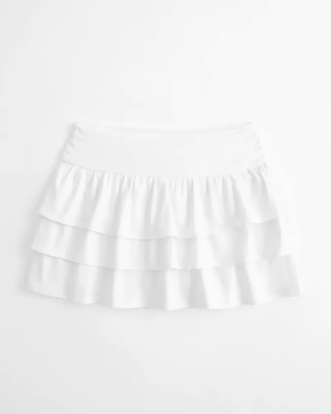 Mini gonna-pantalone in maglia con volant Mini gonna-pantalone in maglia con volant