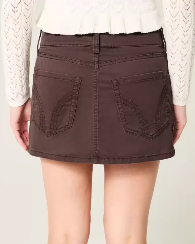 Mini gonna-pantalone in twill a vita bassa Mini gonna-pantalone in twill a vita bassa