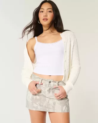 Mini gonna-pantalone mimetico a vita bassa in twill