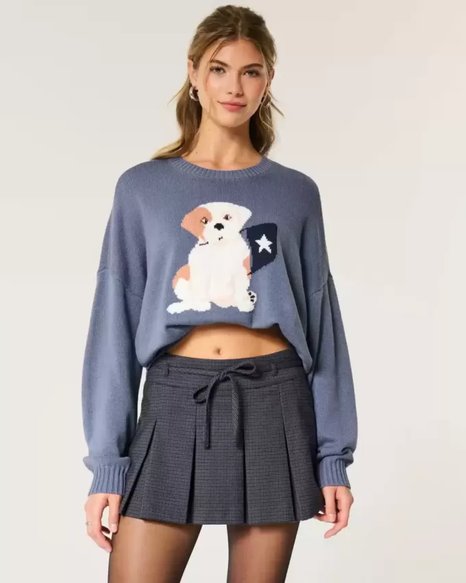 Mini gonna-pantalone plissettata a vita media