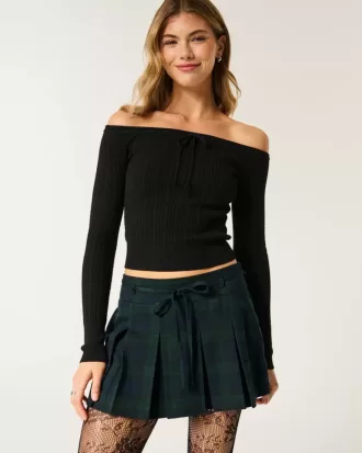 Mini gonna-pantalone plissettata a vita media
