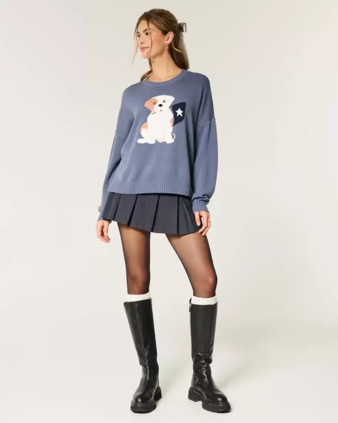 Mini gonna-pantalone plissettata a vita media