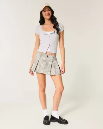 Mini gonna-pantalone plissettata mimetica
