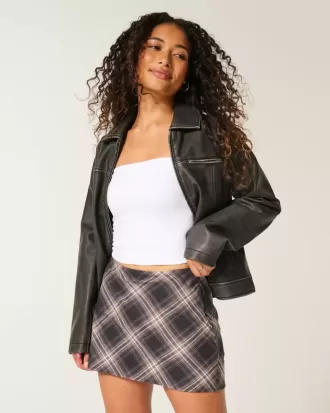 Mini gonna-skirt a vita alta a trapezio