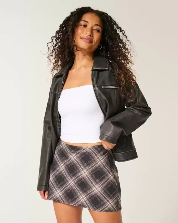Mini gonna-skirt a vita alta a trapezio