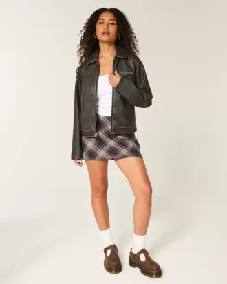 Mini gonna-skirt a vita alta a trapezio