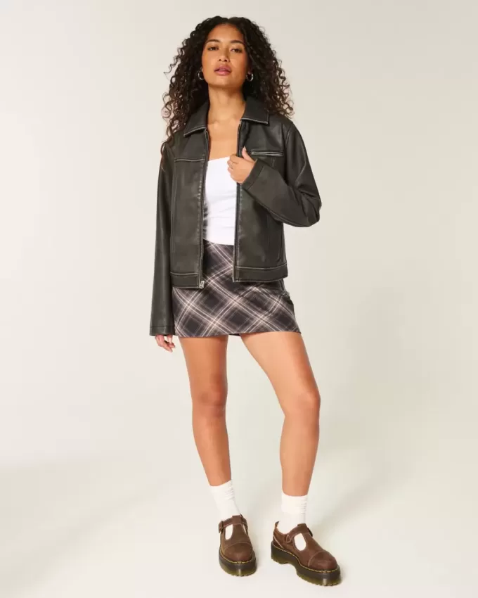 Mini gonna-skirt a vita alta a trapezio