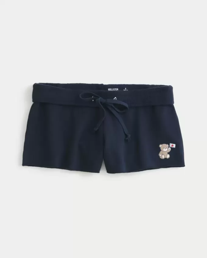 Mini pantaloncini in pile con grafica Bear Mini pantaloncini in pile con grafica Bear