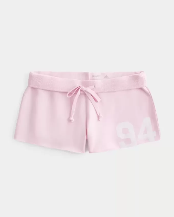 Mini pantaloncini in pile con grafica numerica Mini pantaloncini in pile con grafica numerica