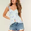 Mini shorts in denim a vita bassa effetto used lavaggio medio