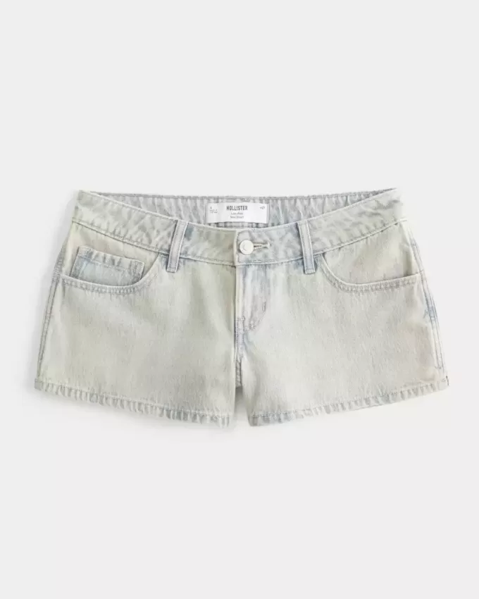 Mini shorts in denim chiaro a vita bassa