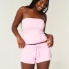 Mini shorts in pile con grafica a cuore Mini shorts in pile con grafica a cuore