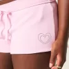 Mini shorts in pile con grafica a cuore Mini shorts in pile con grafica a cuore