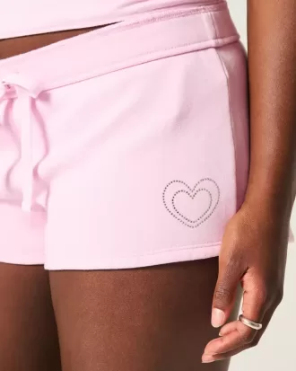 Mini shorts in pile con grafica a cuore