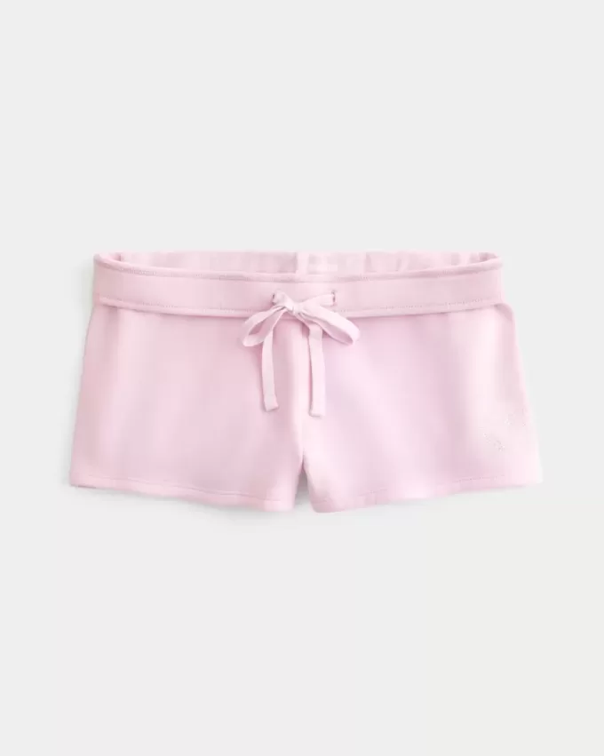 Mini shorts in pile con grafica a cuore Mini shorts in pile con grafica a cuore