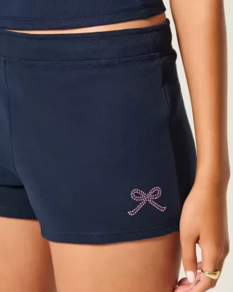Mini shorts in pile con grafica a fiocco