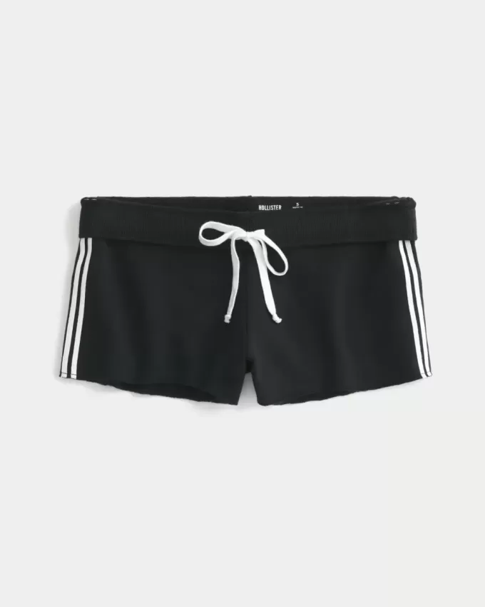 Mini shorts in pile con strisce laterali