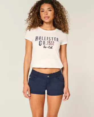 Mini shorts in twill blu navy a vita bassissima