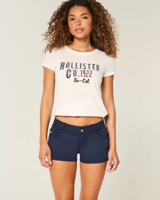Mini shorts in twill blu navy a vita bassissima
