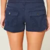 Mini shorts in twill blu navy a vita bassissima