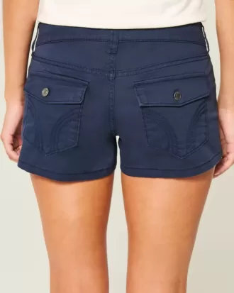 Mini shorts in twill blu navy a vita bassissima