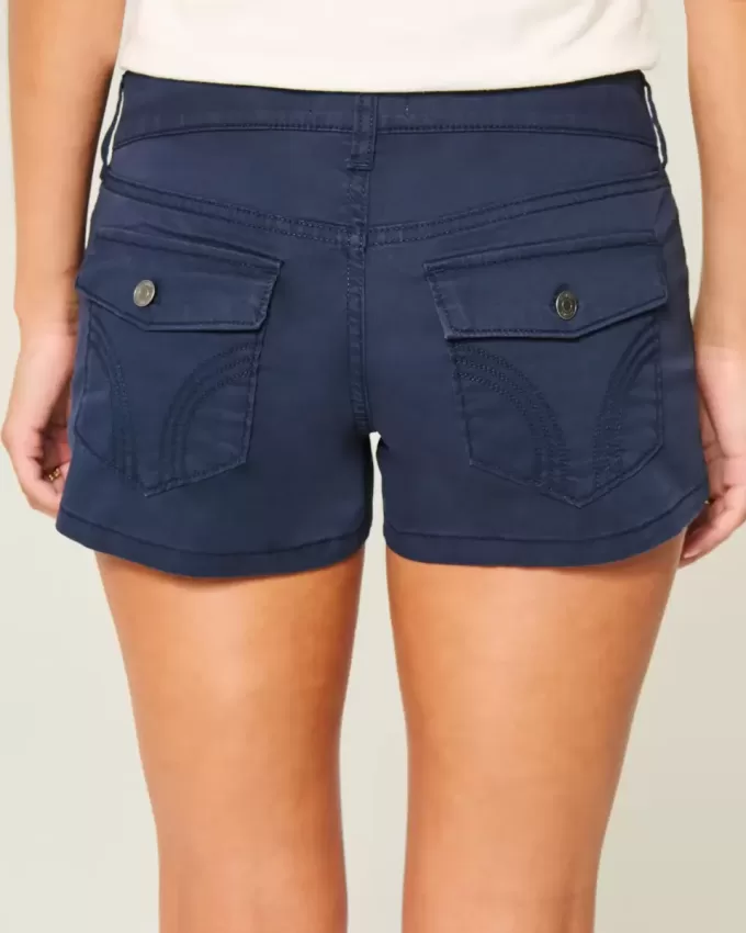 Mini shorts in twill blu navy a vita bassissima