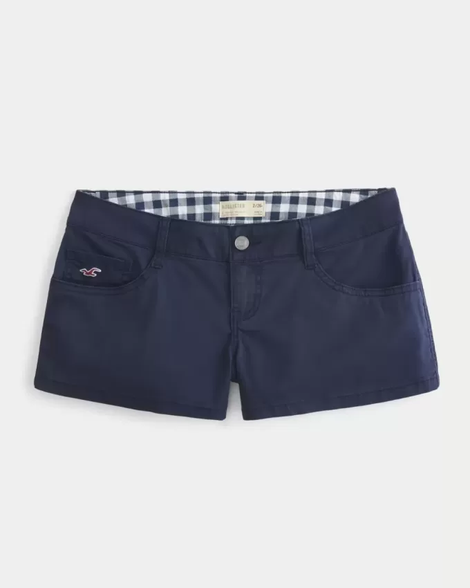 Mini shorts in twill blu navy a vita bassissima