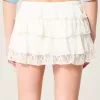 Minigonna a balze in chiffon di pizzo