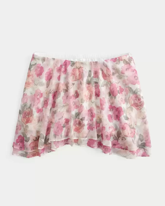Minigonna in chiffon con orlo asimmetrico