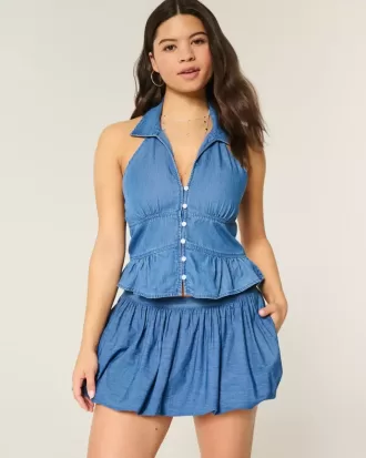 Minigonna in denim a bolle