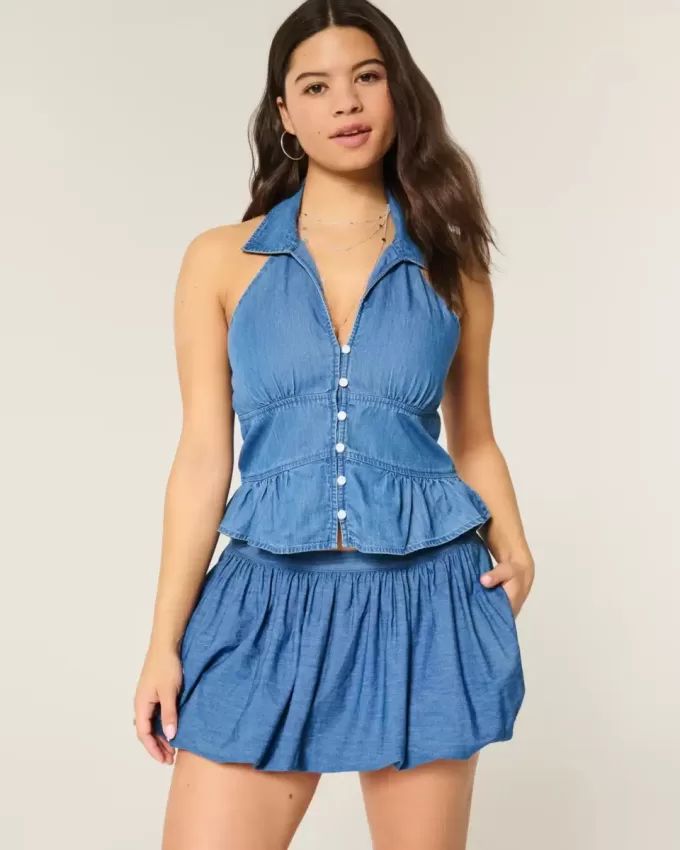 Minigonna in denim a bolle