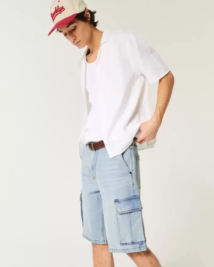 Pantaloncini cargo in denim larghi