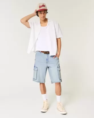 Pantaloncini cargo in denim larghi