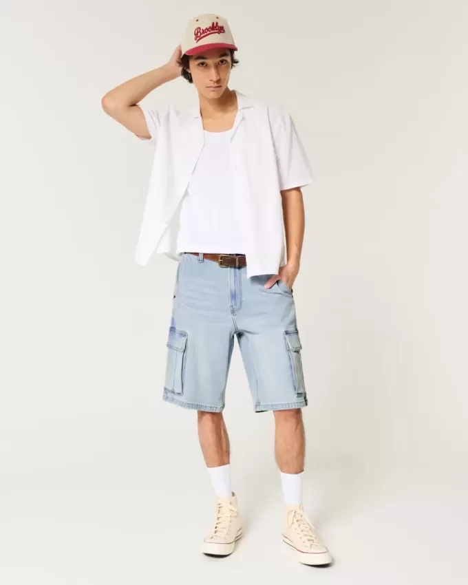Pantaloncini cargo in denim larghi