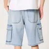 Pantaloncini cargo in denim larghi