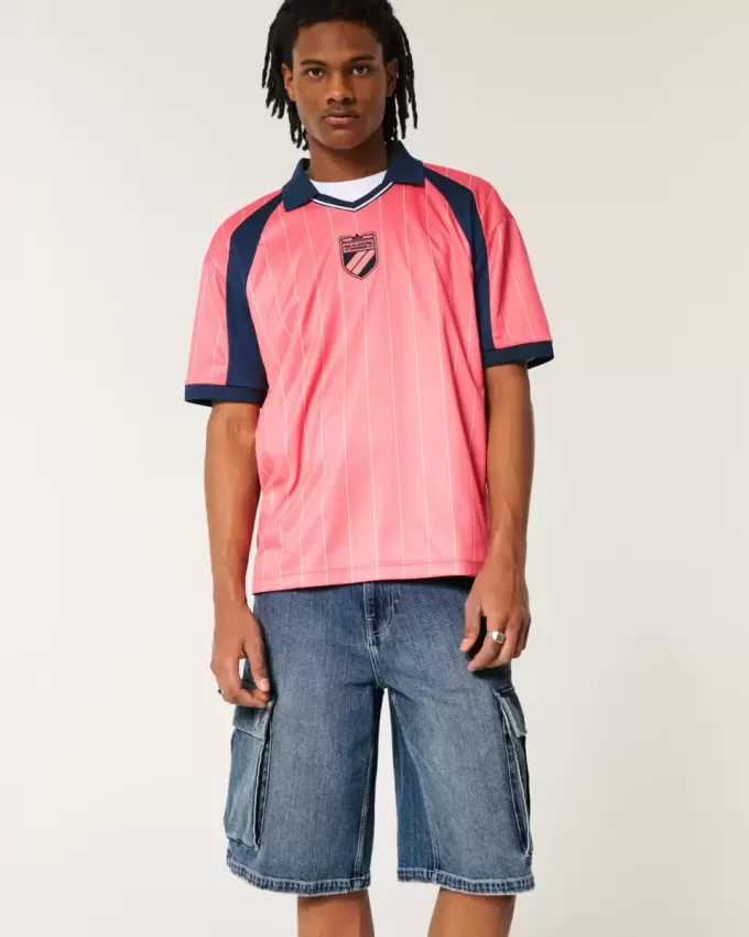 Pantaloncini cargo in denim super larghi con lavaggio medio