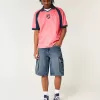 Pantaloncini cargo in denim super larghi con lavaggio medio