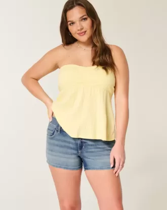Pantaloncini corti a vita bassa con lavaggio medio