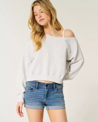 Pantaloncini corti in denim a vita bassa con lavaggio medio