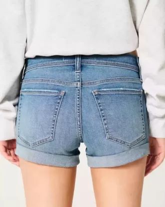 Pantaloncini corti in denim a vita bassa con lavaggio medio
