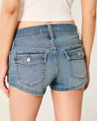 Pantaloncini corti in denim chiaro a vita bassa