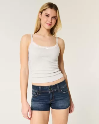 Pantaloncini corti in denim lavaggio scuro a vita bassa