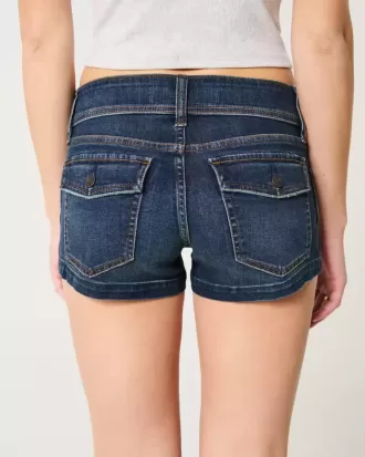 Pantaloncini corti in denim lavaggio scuro a vita bassa