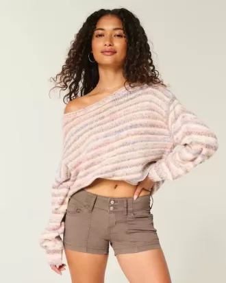 Pantaloncini corti in popeline a vita bassa