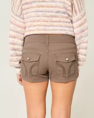 Pantaloncini corti in popeline a vita bassa