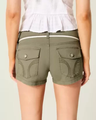 Pantaloncini corti in popeline a vita bassa con lacci