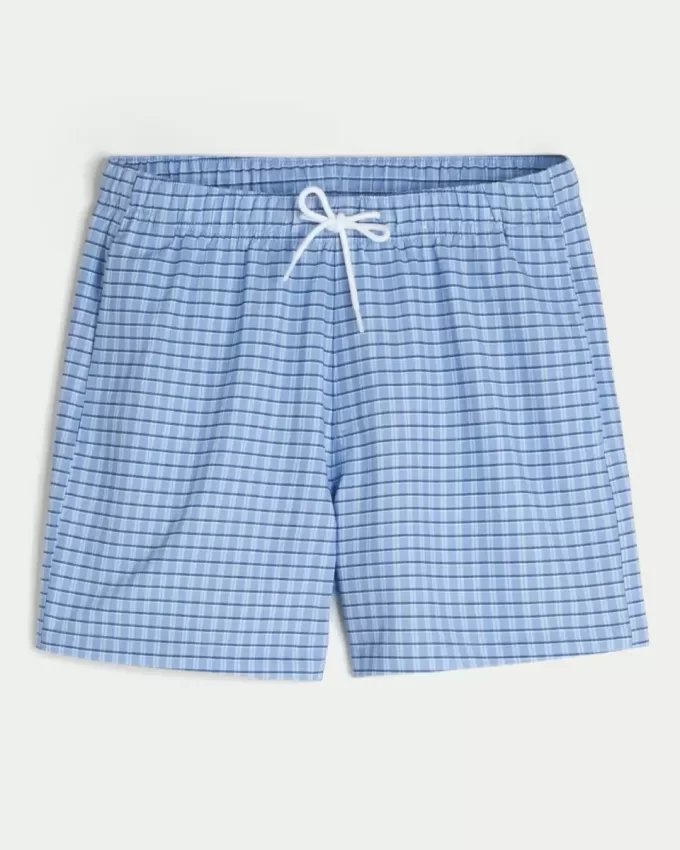 Pantaloncini da bagno in seersucker a metà coscia