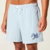 Pantaloncini da bagno in seersucker a metà coscia